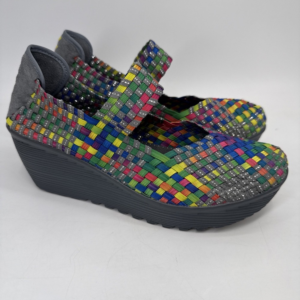 St. John's Bay Womens‎ Karma Multicolor Round Toe Wedge Heel Mary Jane Shoes 10